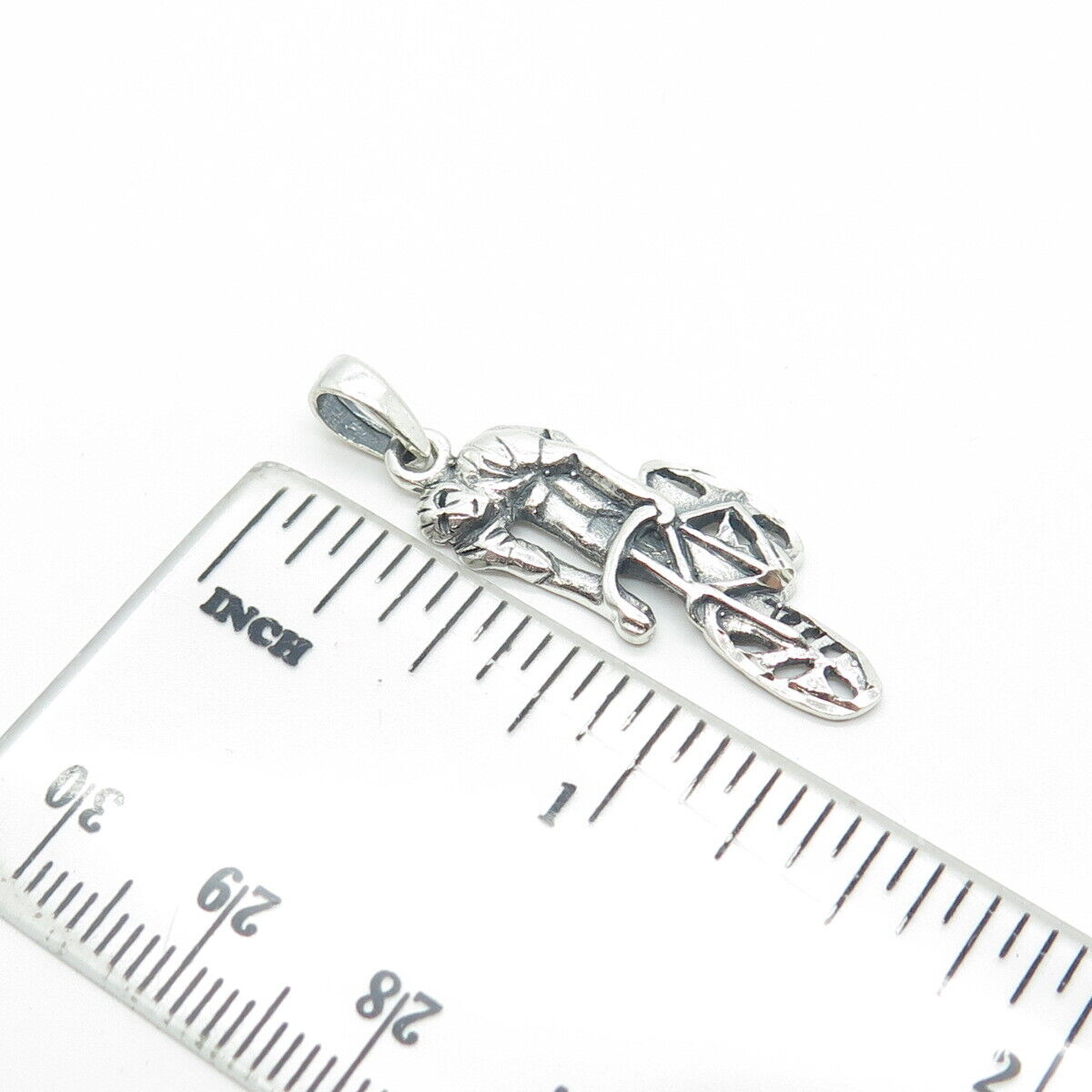 925 Sterling Silver Vintage Bicyclist Pendant