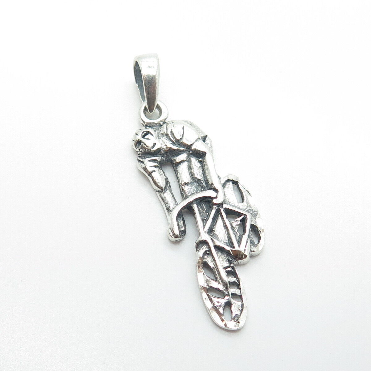 925 Sterling Silver Vintage Bicyclist Pendant