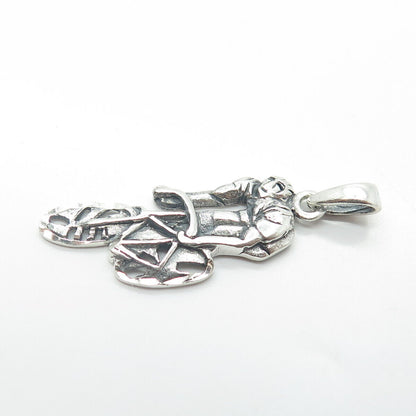 925 Sterling Silver Vintage Bicyclist Pendant