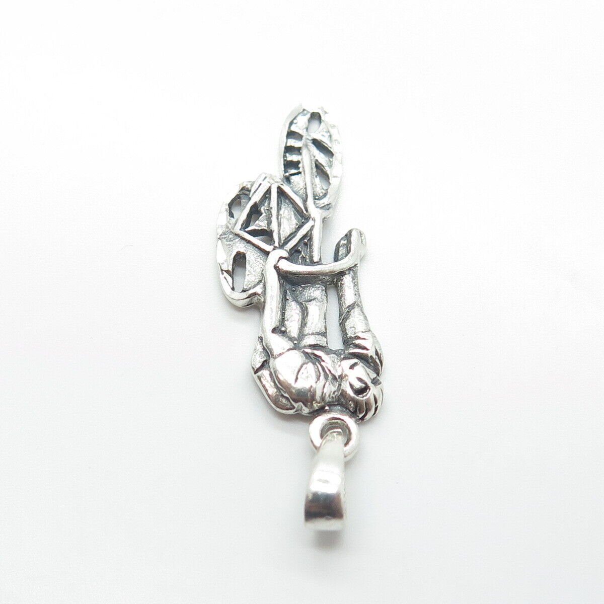 925 Sterling Silver Vintage Bicyclist Pendant