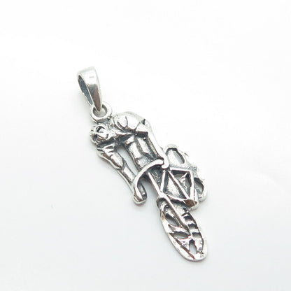 925 Sterling Silver Vintage Bicyclist Pendant