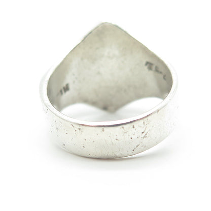 925 Sterling Silver Vintage Mexico Real Lapis Lazuli Gem Modernist Ring Size 8