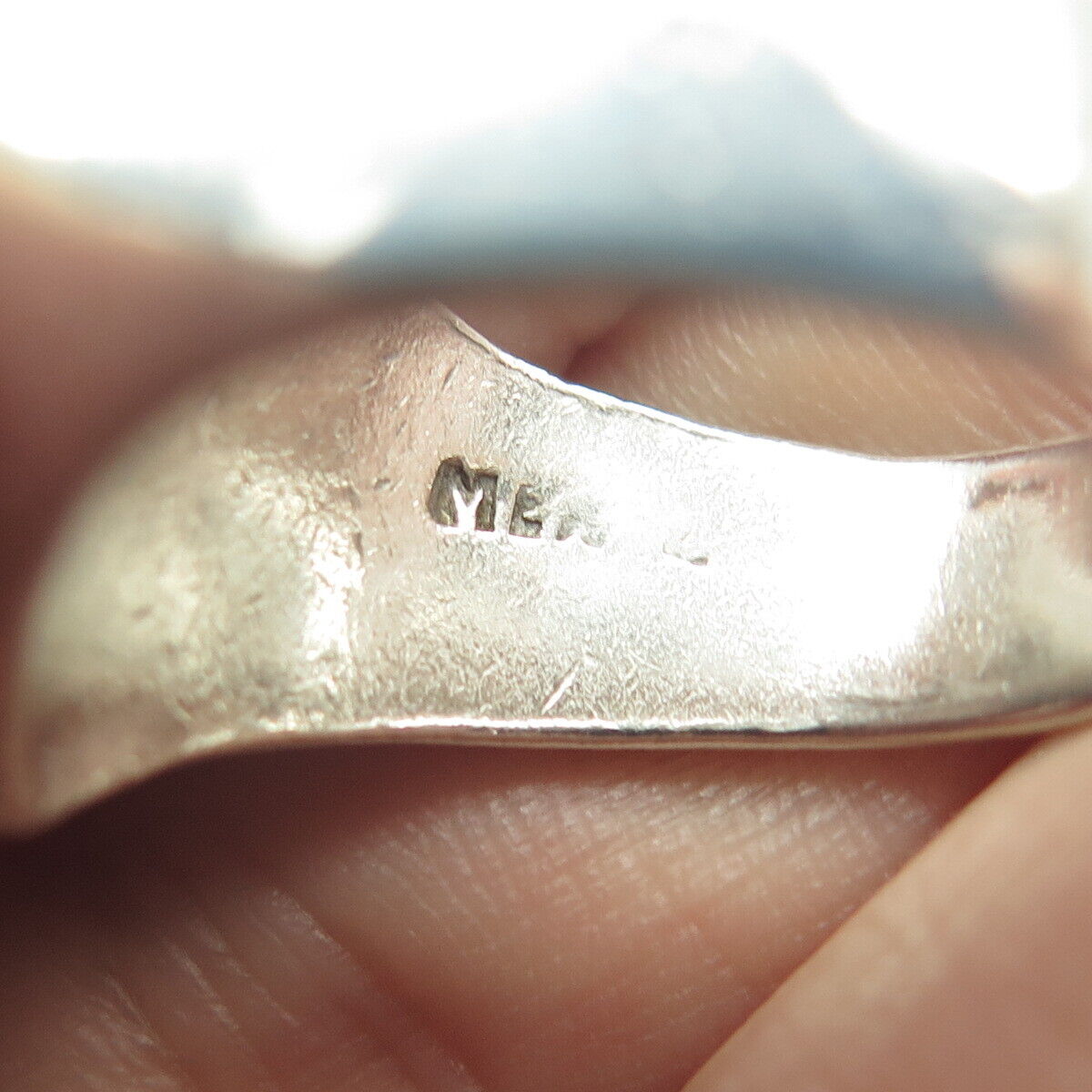 925 Sterling Silver Vintage Mexico Real Lapis Lazuli Gem Modernist Ring Size 8