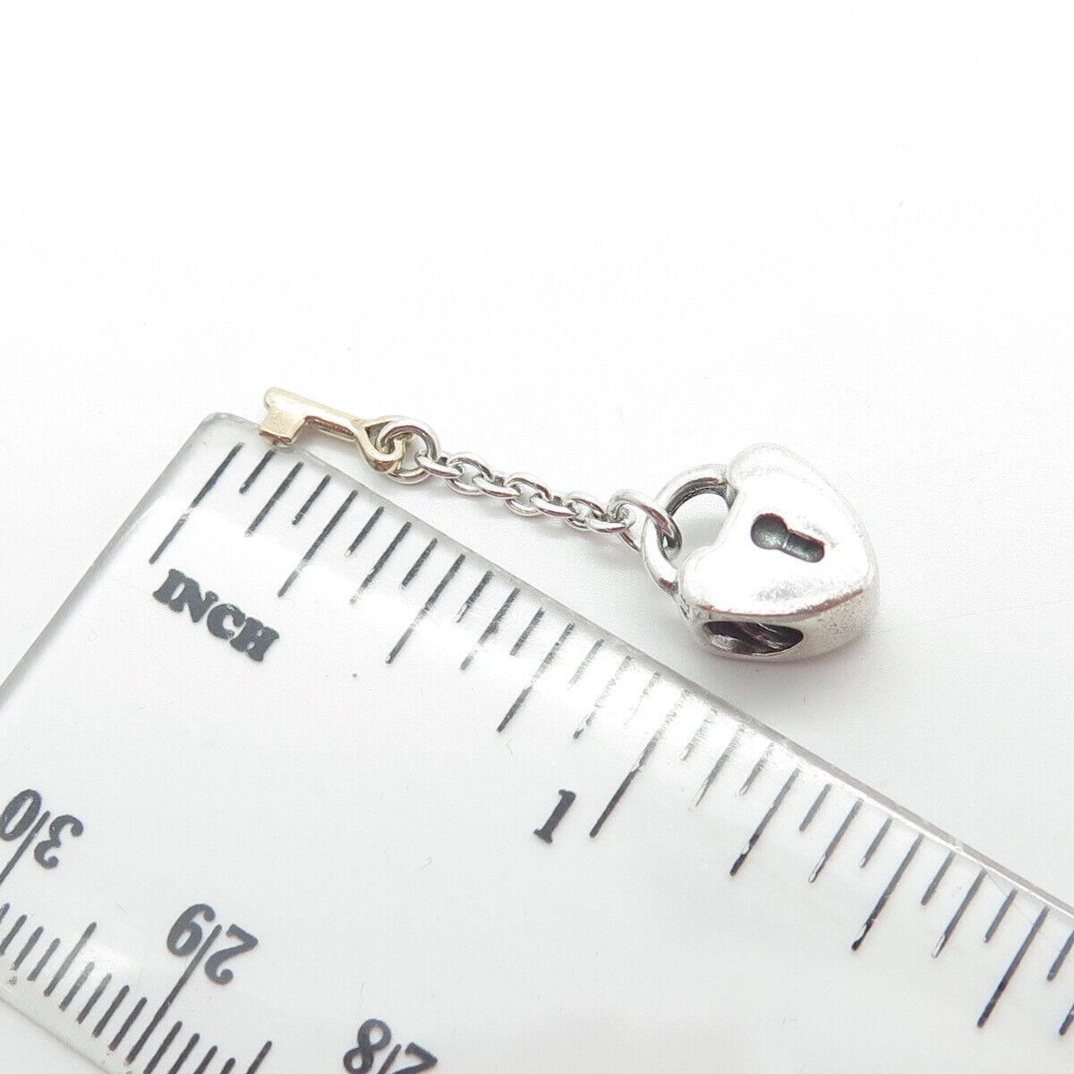 925 Sterling Silver & Gold Pandora Key & Heart Lock Bead Charm