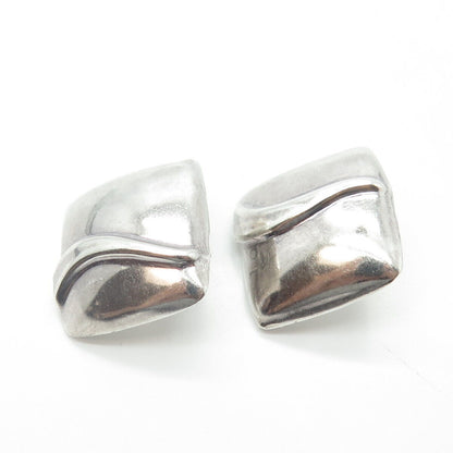 925 Sterling Silver Vintage Mexico Modernist Pillow Square Earrings