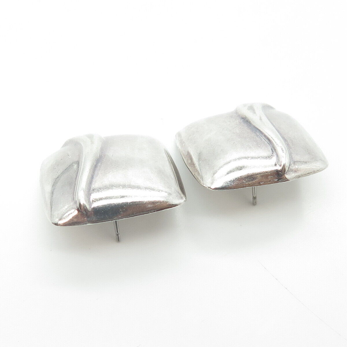 925 Sterling Silver Vintage Mexico Modernist Pillow Square Earrings