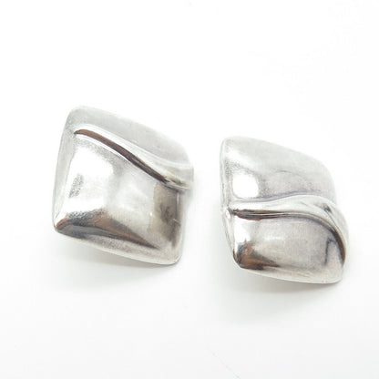 925 Sterling Silver Vintage Mexico Modernist Pillow Square Earrings