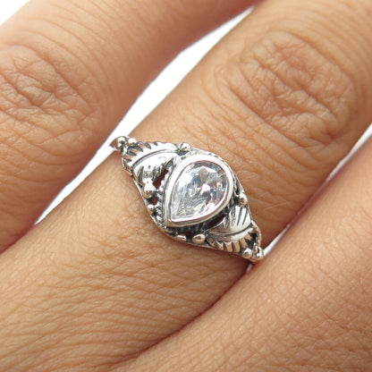 925 Sterling Silver Vintage Southwestern White C Z Engagement Ring Size 6.75