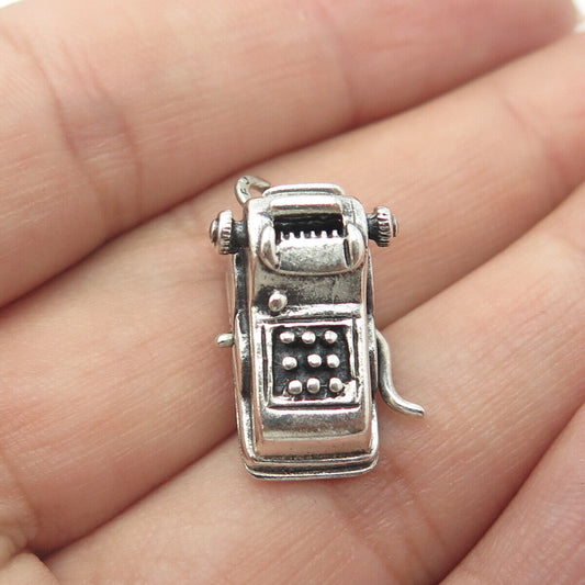 925 Sterling Silver Vintage Beau Retro Comptometer Charm Pendant