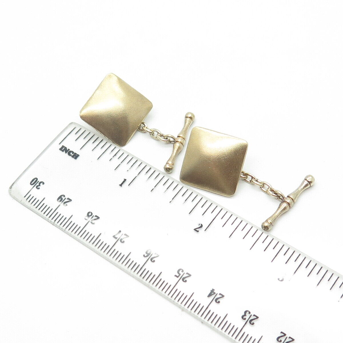 925 Sterling Silver Gold Plated Vintage Square Chain Link Cufflinks