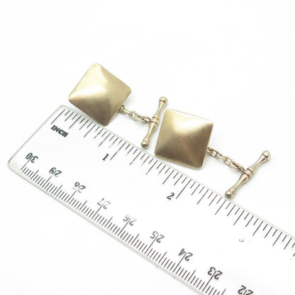 925 Sterling Silver Gold Plated Vintage Square Chain Link Cufflinks