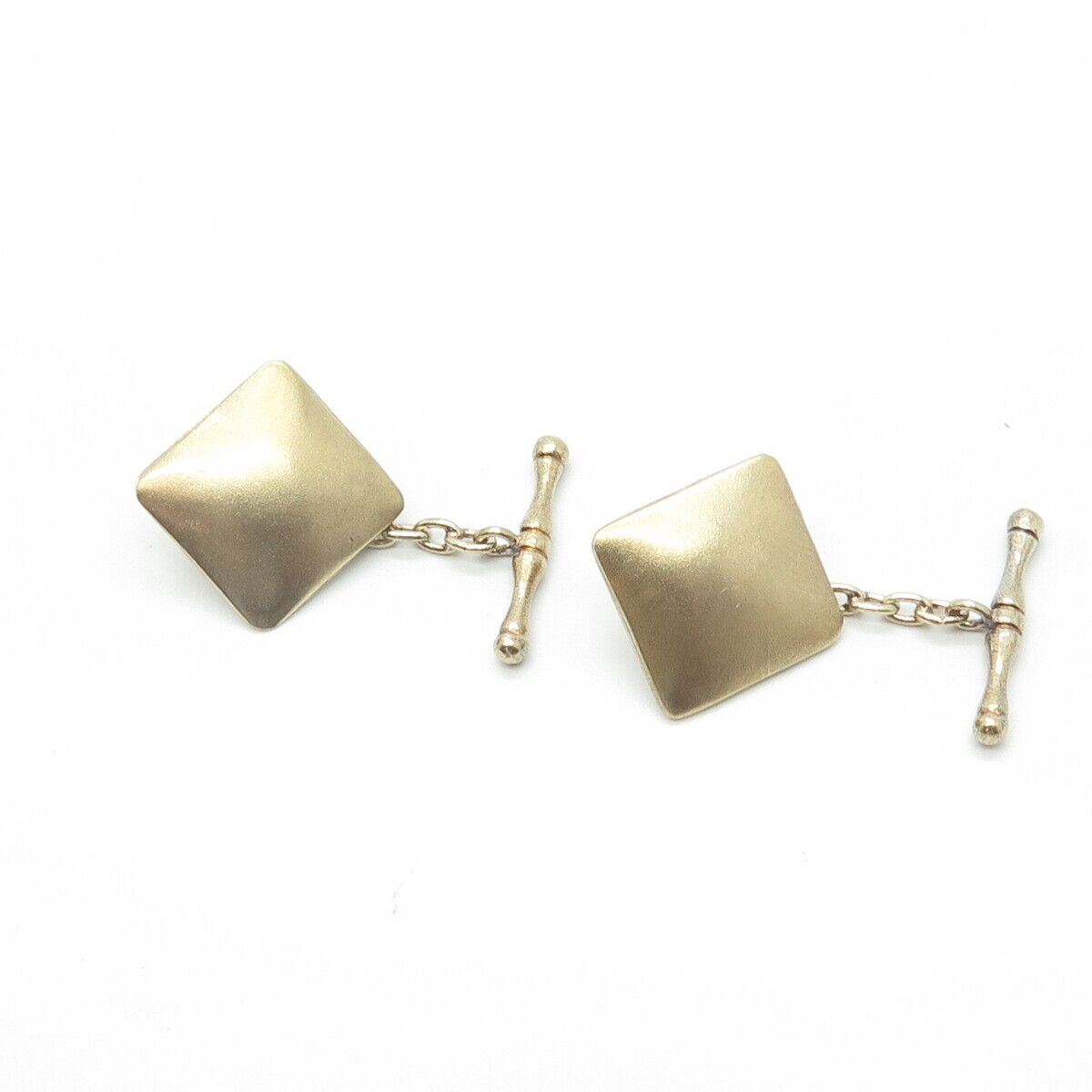 925 Sterling Silver Gold Plated Vintage Square Chain Link Cufflinks