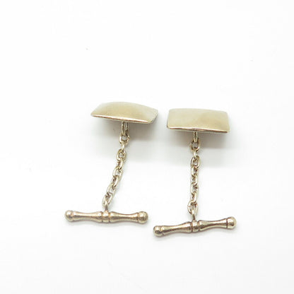925 Sterling Silver Gold Plated Vintage Square Chain Link Cufflinks