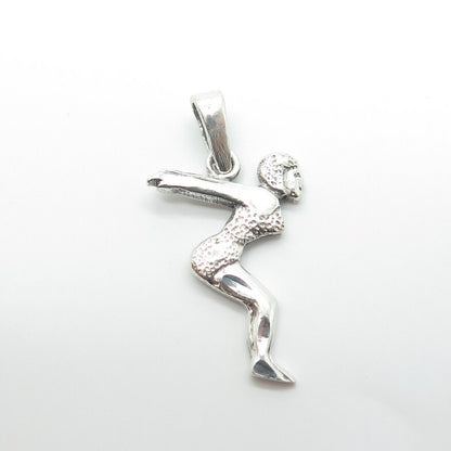 925 Sterling Silver Vintage Sport Swimmer Female Pendant