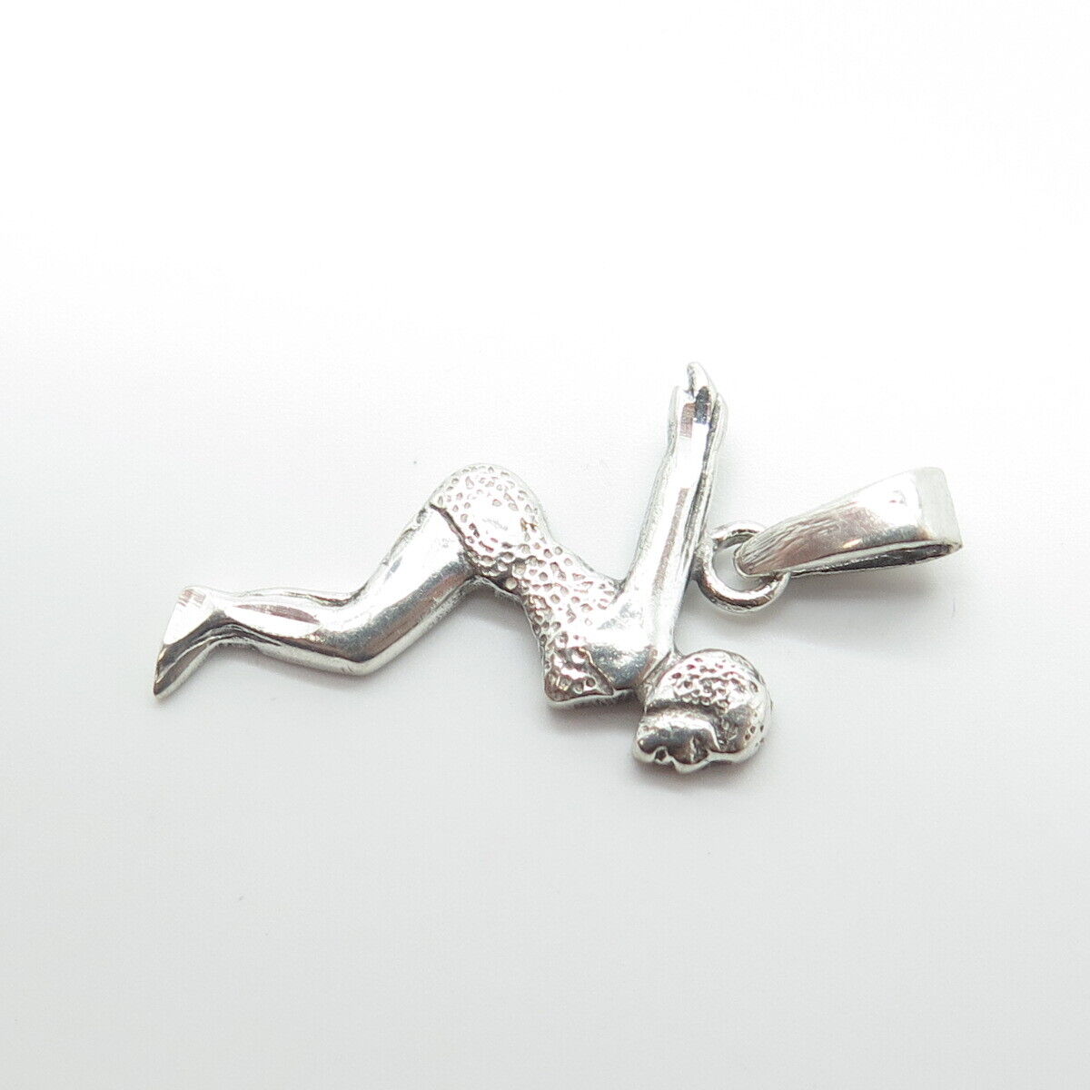 925 Sterling Silver Vintage Sport Swimmer Female Pendant