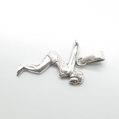 925 Sterling Silver Vintage Sport Swimmer Female Pendant