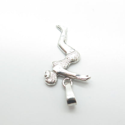 925 Sterling Silver Vintage Sport Swimmer Female Pendant