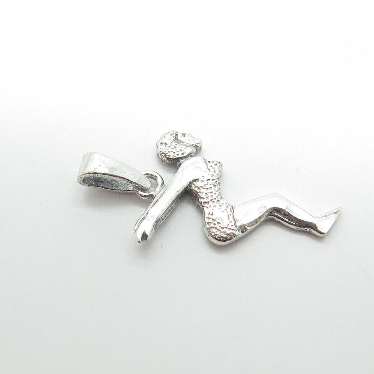 925 Sterling Silver Vintage Sport Swimmer Female Pendant