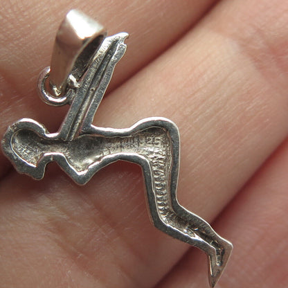 925 Sterling Silver Vintage Sport Swimmer Female Pendant