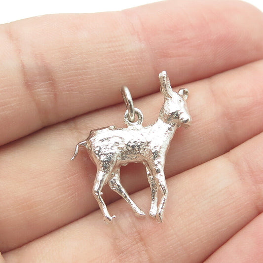 925 Sterling Silver Vintage Deer Charm Pendant