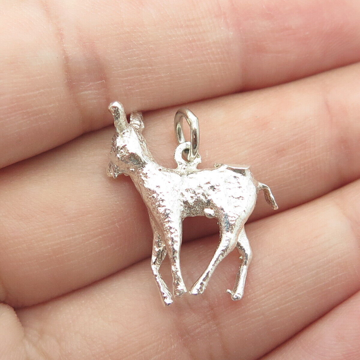 925 Sterling Silver Vintage Deer Charm Pendant