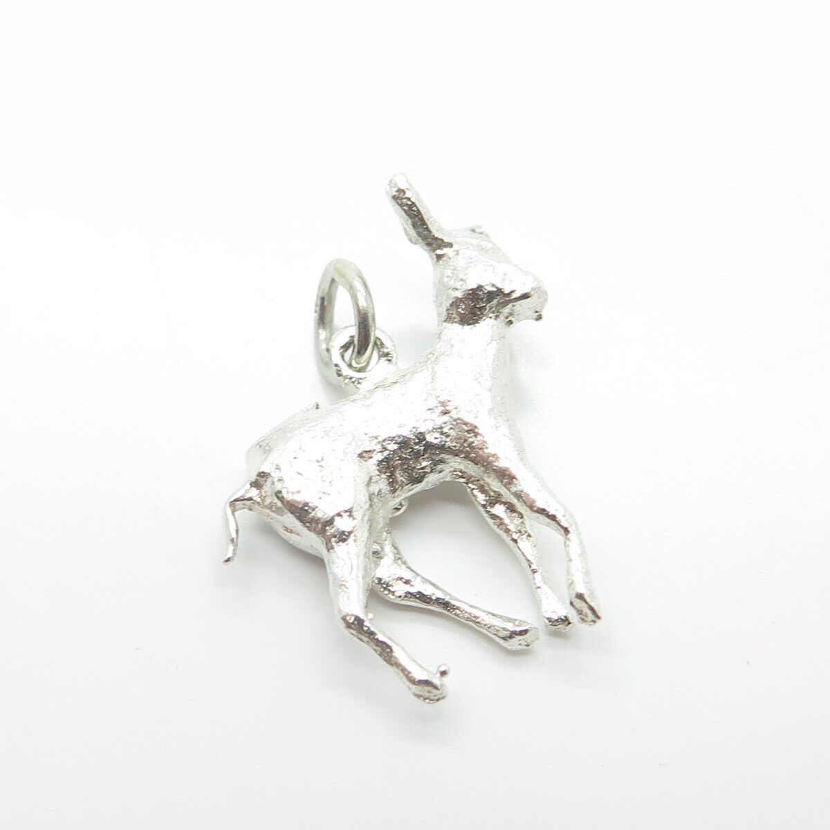 925 Sterling Silver Vintage Deer Charm Pendant