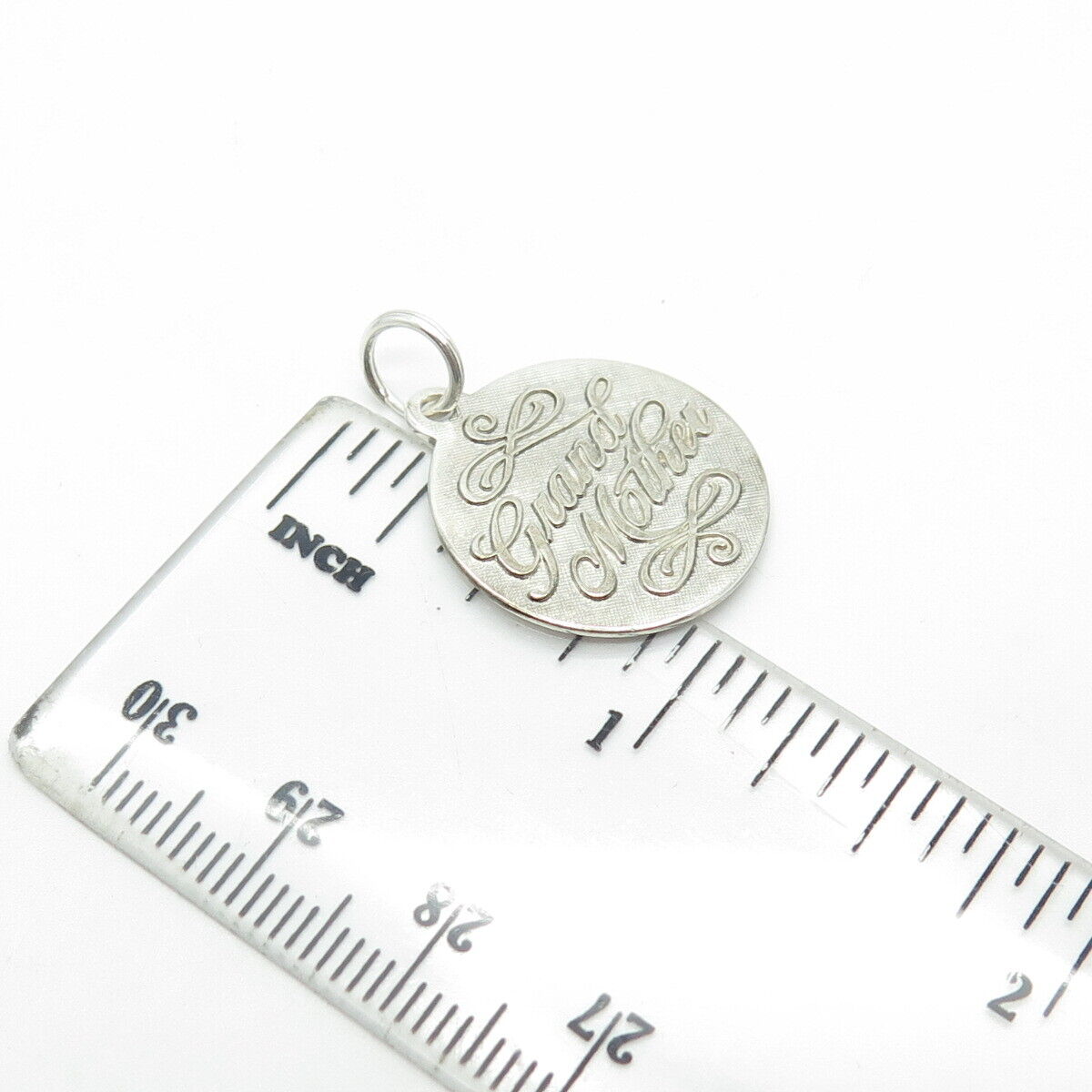 925 Sterling Silver Vintage "Grand Mother" Round Charm Pendant