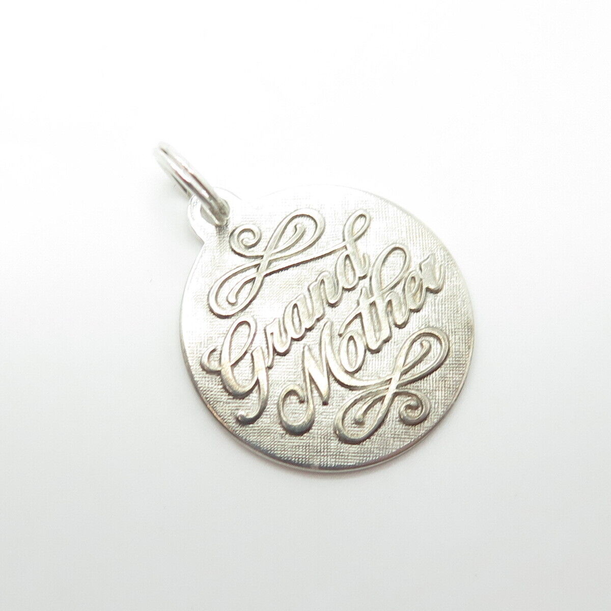 925 Sterling Silver Vintage "Grand Mother" Round Charm Pendant