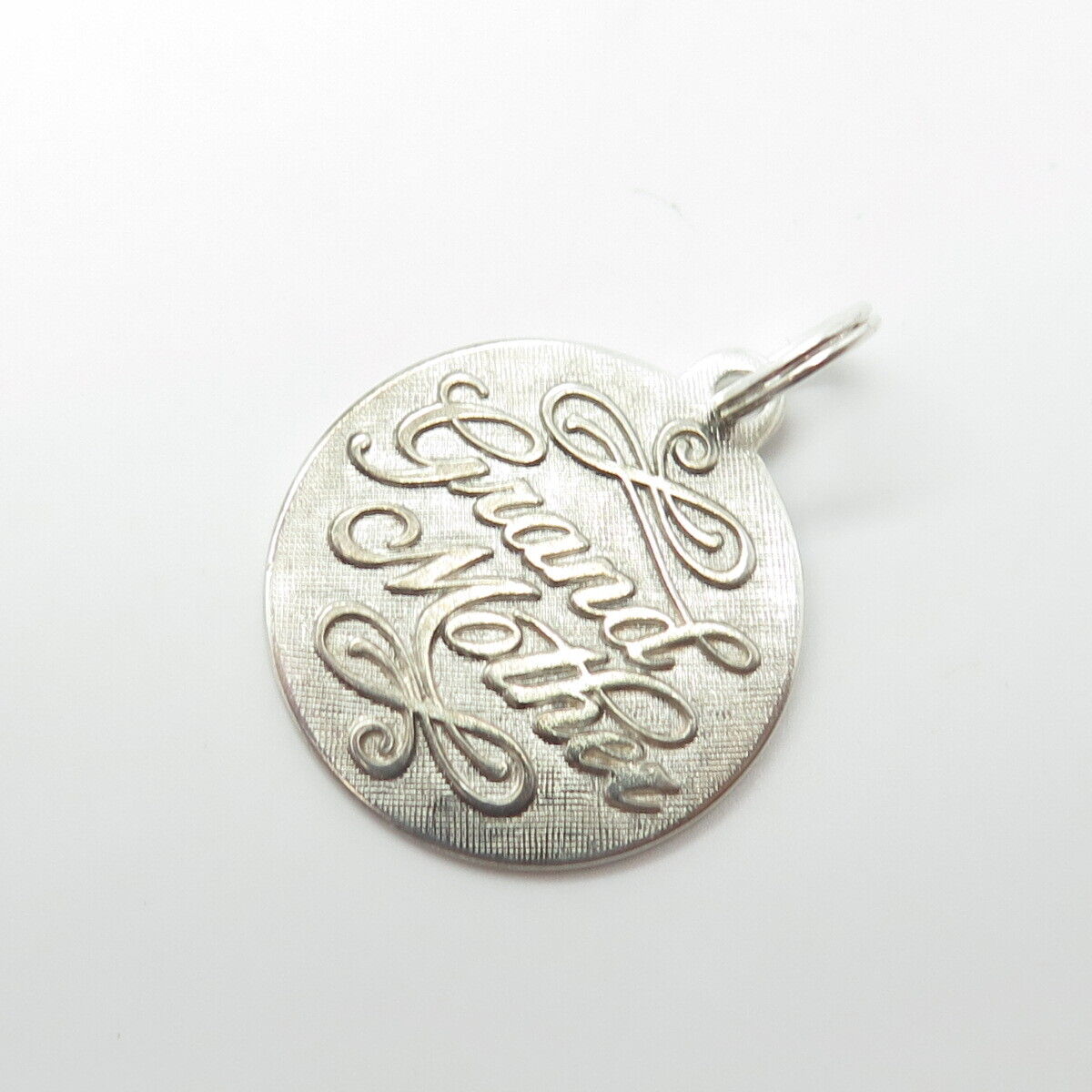 925 Sterling Silver Vintage "Grand Mother" Round Charm Pendant