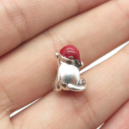 925 Sterling Silver Pandora Christmas Kitten Slide Charm