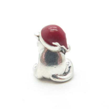 925 Sterling Silver Pandora Christmas Kitten Slide Charm