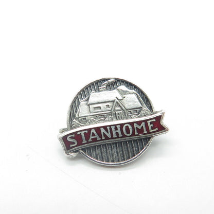 925 Sterling Silver Antique Art Deco Stanhome Home Lapel Pin Brooch