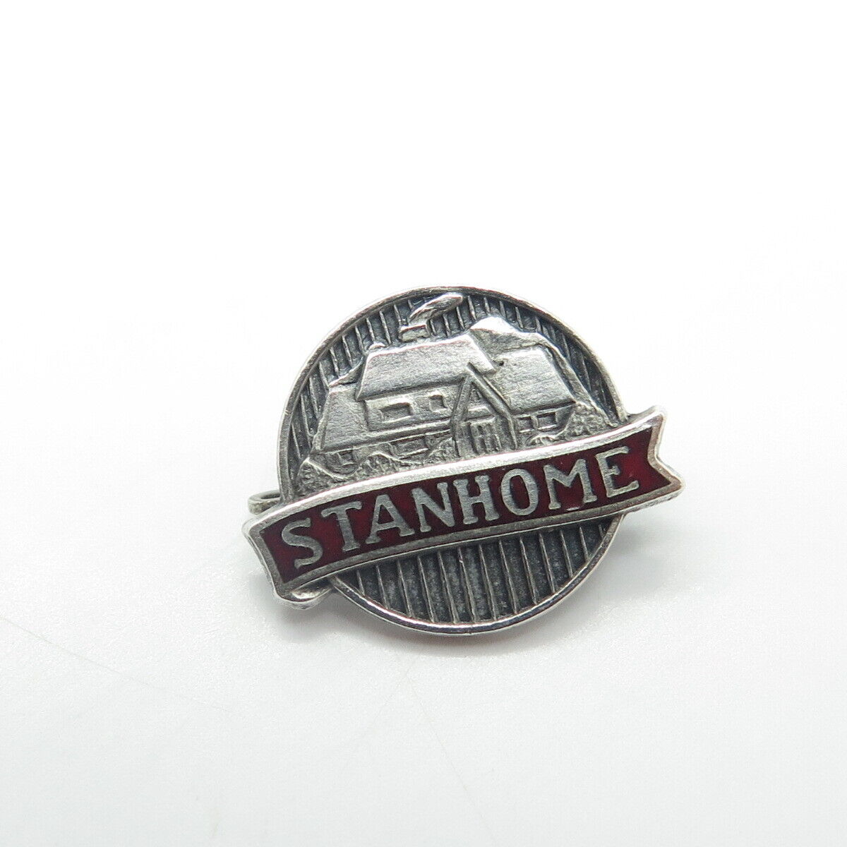 925 Sterling Silver Antique Art Deco Stanhome Home Lapel Pin Brooch