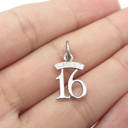 925 Sterling Silver Vintage "Sweet 16" Engraved Charm Pendant