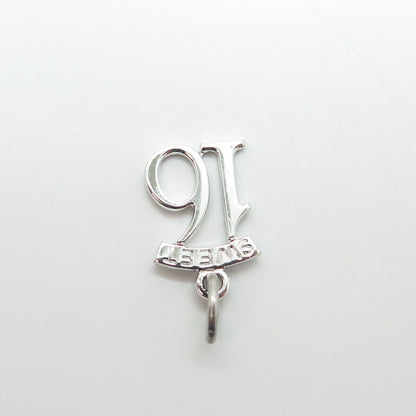 925 Sterling Silver Vintage "Sweet 16" Engraved Charm Pendant