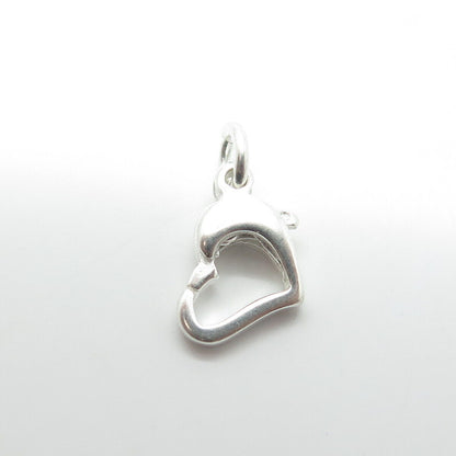 925 Sterling Silver Vintage Open Floating Heart Lobster Clasp / Charm Pendant