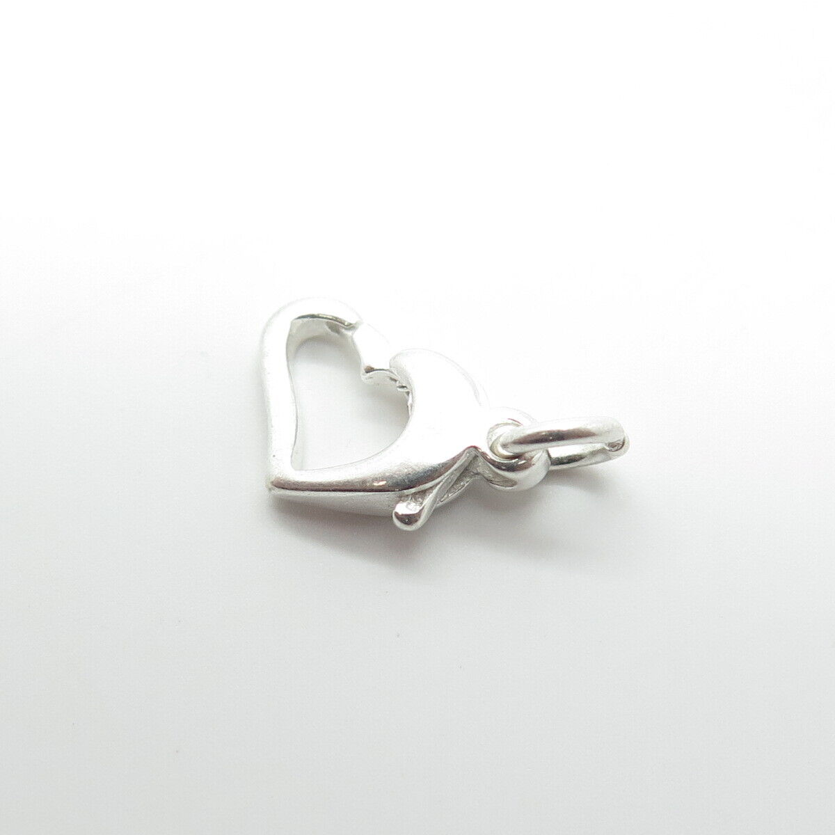 925 Sterling Silver Vintage Open Floating Heart Lobster Clasp / Charm Pendant