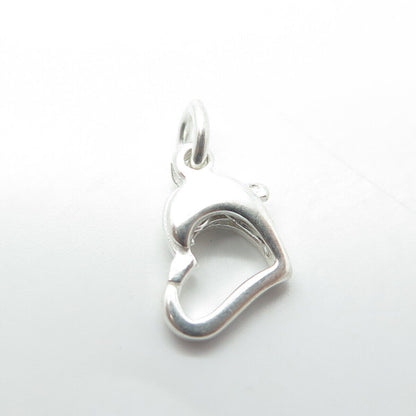 925 Sterling Silver Vintage Open Floating Heart Lobster Clasp / Charm Pendant