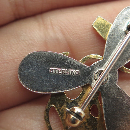 925 Sterling Silver 2-Tone Vintage Roped Anchor & Propeller Pendant