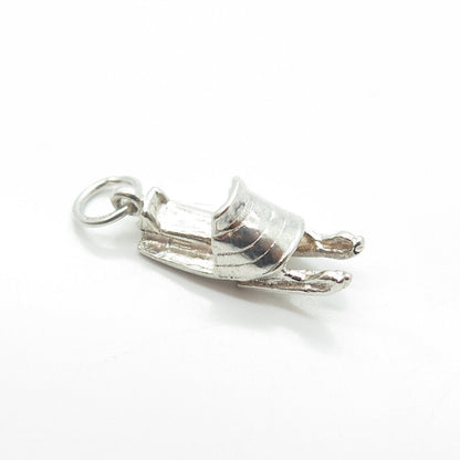 925 Sterling Silver Vintage Snow Sled Charm Pendant