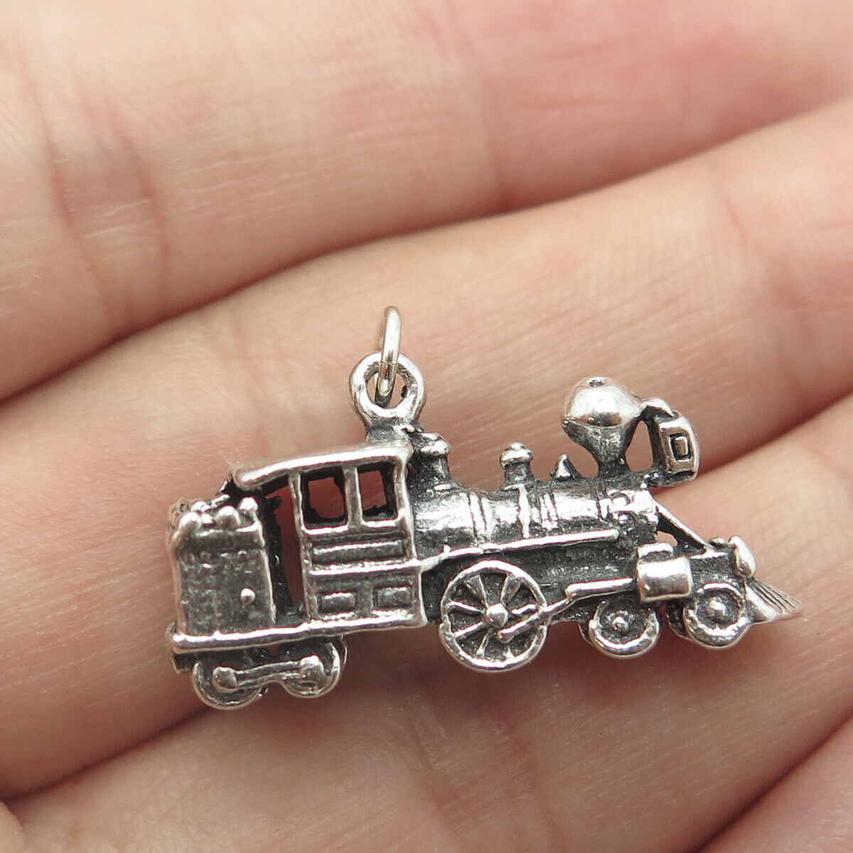 925 Sterling Silver Vintage Retro Locomotive Charm Pendant