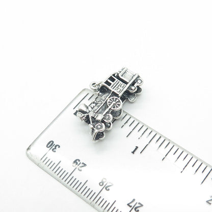 925 Sterling Silver Vintage Retro Locomotive Charm Pendant