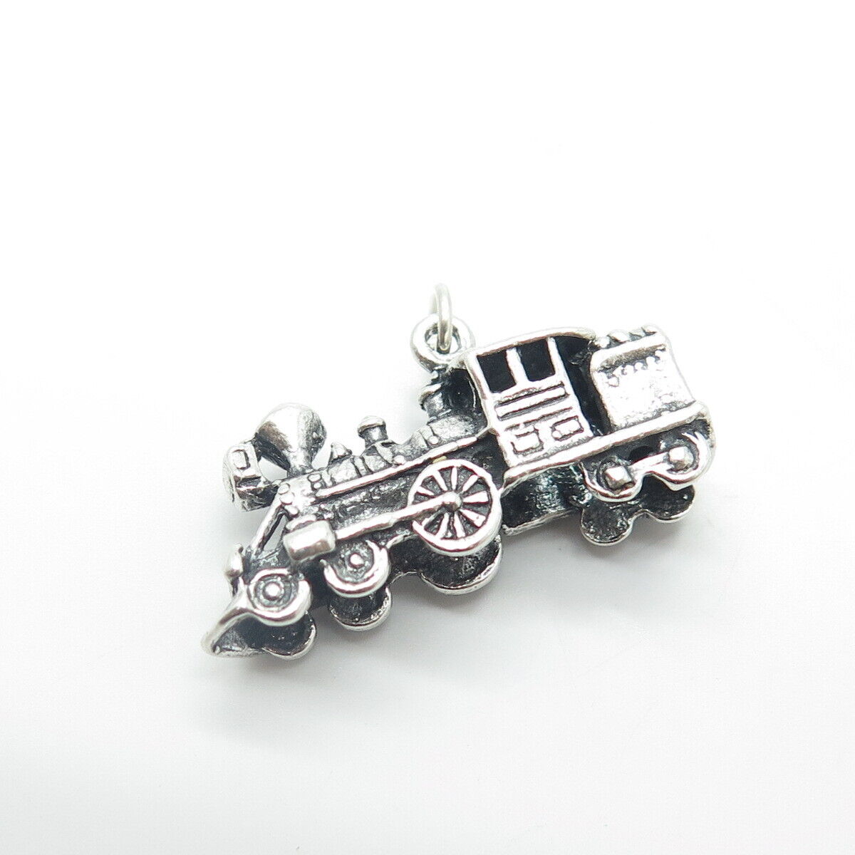 925 Sterling Silver Vintage Retro Locomotive Charm Pendant