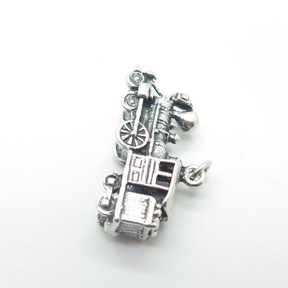 925 Sterling Silver Vintage Retro Locomotive Charm Pendant