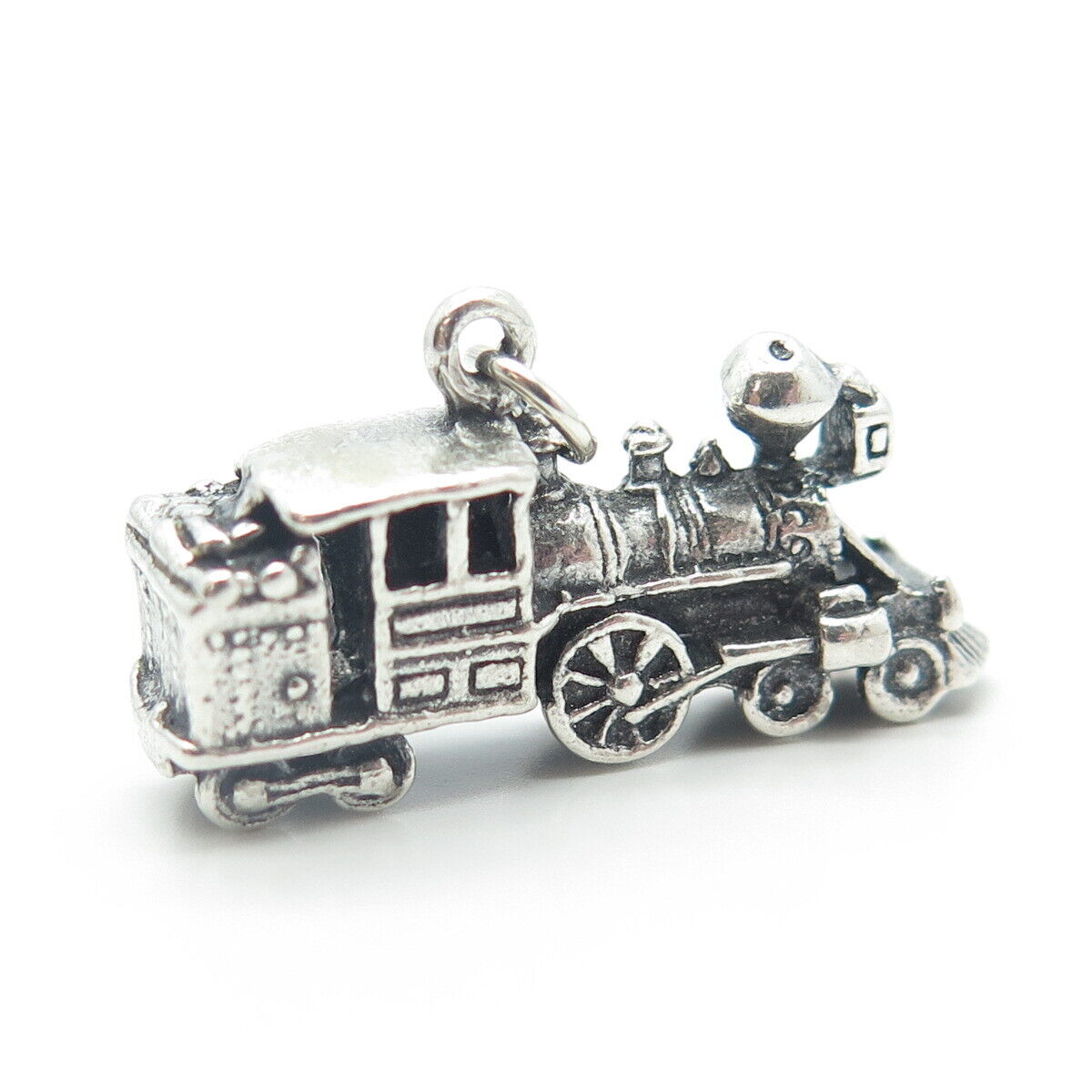 925 Sterling Silver Vintage Retro Locomotive Charm Pendant