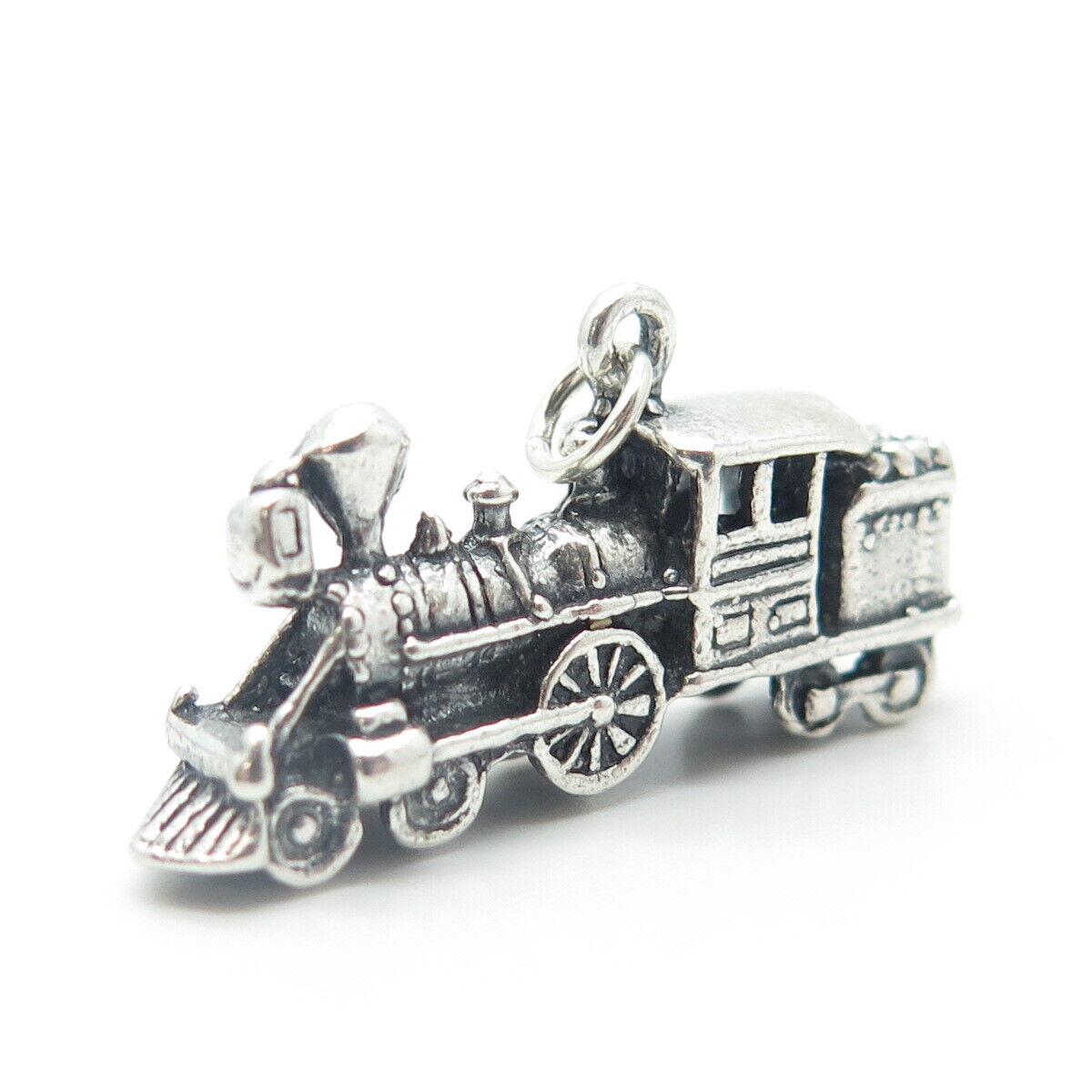 925 Sterling Silver Vintage Retro Locomotive Charm Pendant