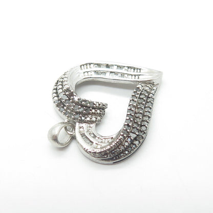 925 Sterling Silver Kiran Jewels Real Diamond Twisted Open Heart Pendant