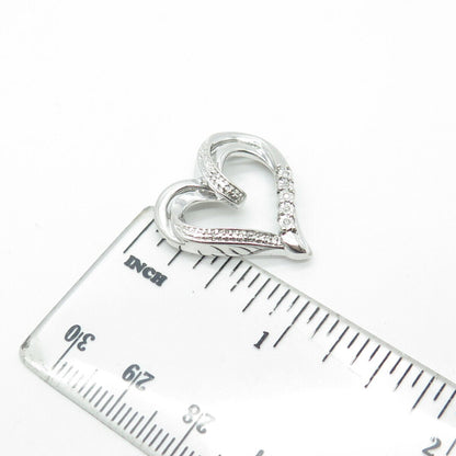 925 Sterling Silver Real Diamond Twisted Open Heart Pendant