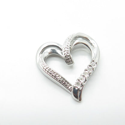 925 Sterling Silver Real Diamond Twisted Open Heart Pendant