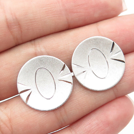 925 Sterling Silver Vintage Engraved Round Cufflinks